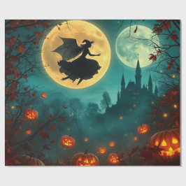 Papel De Presente Embalagem de Lua de Halloween Mágica e Perversa 🌕