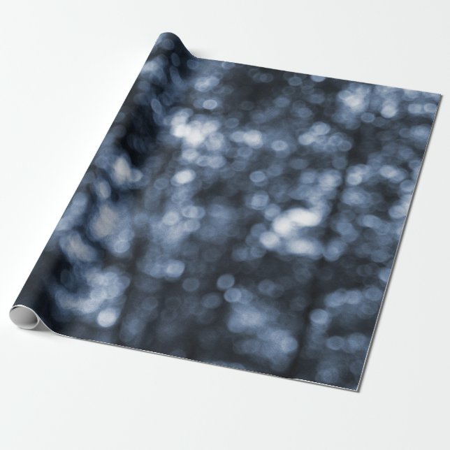 Papel De Presente Embalagem de presente Bokeh Azul (Desenrolado)