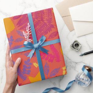 Papel De Presente Embalagem de presente de samambaia, cor-de-rosa-qu