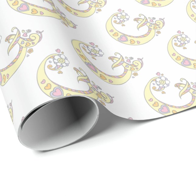 Papel De Presente Embalagem personalizada com letra inicial G monogr (Ponta do rolo)