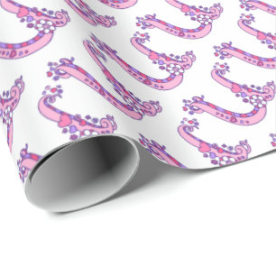 Papel De Presente Embalagem personalizada, cor-de-rosa, com letra in