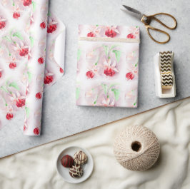 Papel De Presente Embalagem verde cor-de-rosa vermelho da Fuchsia