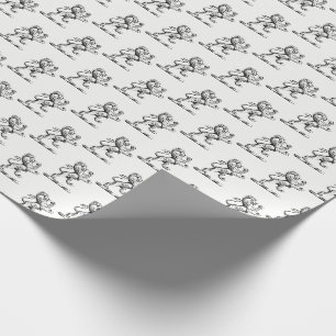 Papel De Presente Emblema de Crista com Leão Heráldico em Pé