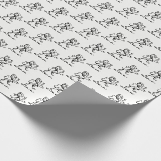 Papel De Presente Emblema de Crista com Leão Heráldico em Pé (Ponta)
