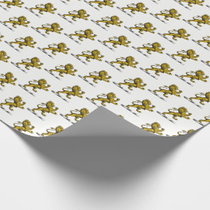 Papel De Presente Emblema de Crista com Leão Heráldico em Pé C