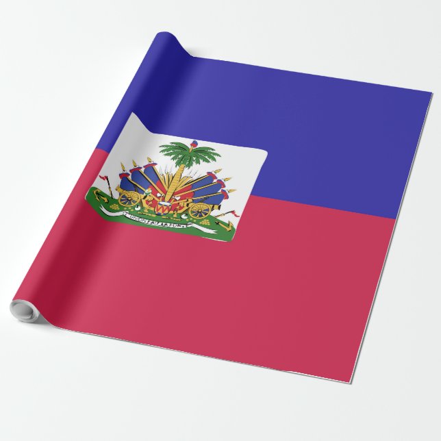 Papel De Presente Emblema de Sinalizador do Haiti (Desenrolado)