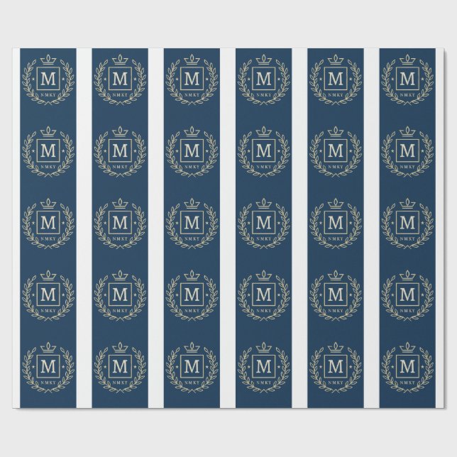 Papel De Presente "Emblema Real NMKY – Design de Brasão com Monogram (Aberto)