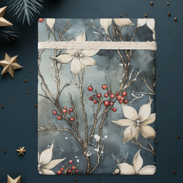 Papel De Presente Embraço de inverno, Poinsettia Branca, Natal