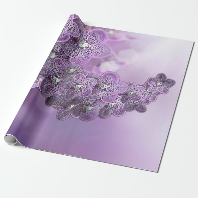 Papel De Presente Embreagem Violeta De Orquídeas Flores (Desenrolado)