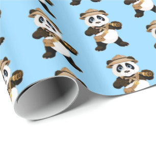 Papel De Presente Embrulhando Urso de Papel-Panda
