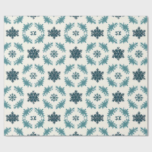 Papel De Presente ❄️ Embrulho de Inverno Floco de Neve Azul para Pre