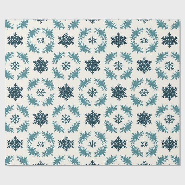 Papel De Presente ❄️ Embrulho de Inverno Floco de Neve Azul para Pre (Aberto)