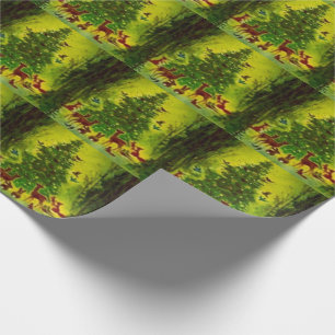 Papel De Presente Embrulho de Presente Belo Natal Vintage 1950 Arte