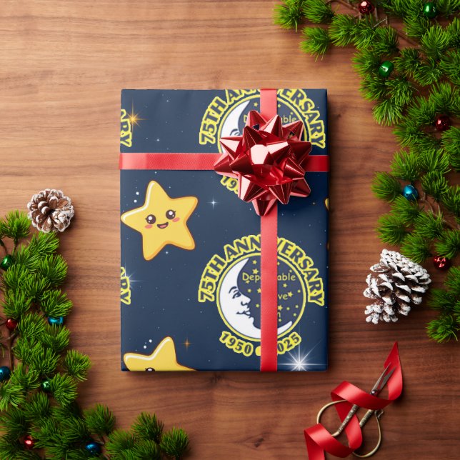 Papel De Presente Embrulho de Presente do 75º Aniversário da Dependa (Presente de Natal)