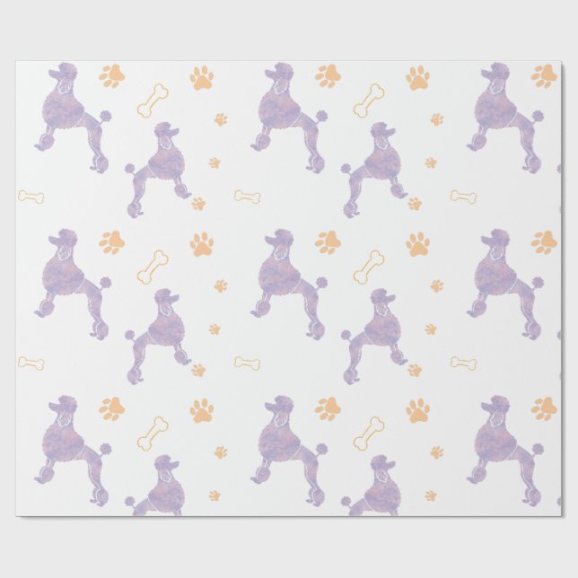 Papel De Presente Embrulho de presente Silhueta de Poodle Lavanda Mí (Aberto)