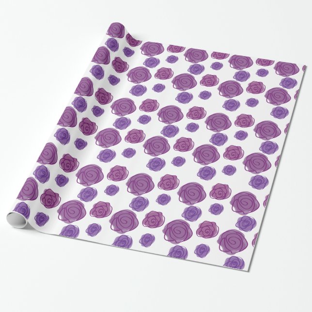 Papel De Presente Embrulho de Rosas Roxas (Desenrolado)