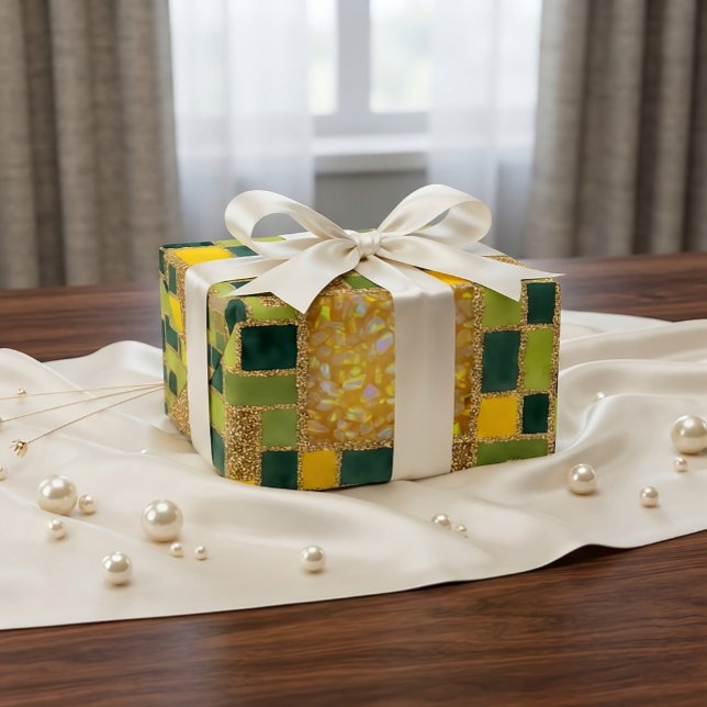 Papel De Presente Embrulho estilo brilho falso verde (Criador carregado)