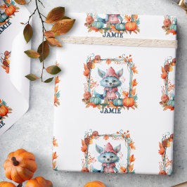 Papel De Presente Embrulho Personalizado de Halloween com Raposa da 