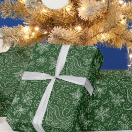 Papel De Presente Emerald Green Doodle Natal Sleigh Patterno