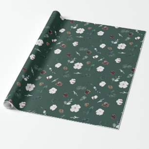 Papel De Presente Emerald Greenery Vintage Feliz Natal