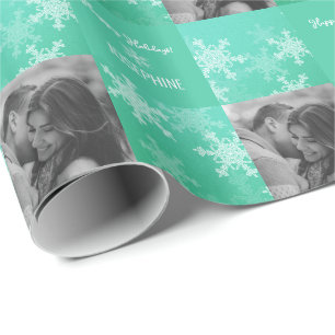 Papel De Presente Emerald Snowlfakes Natal Minimalista