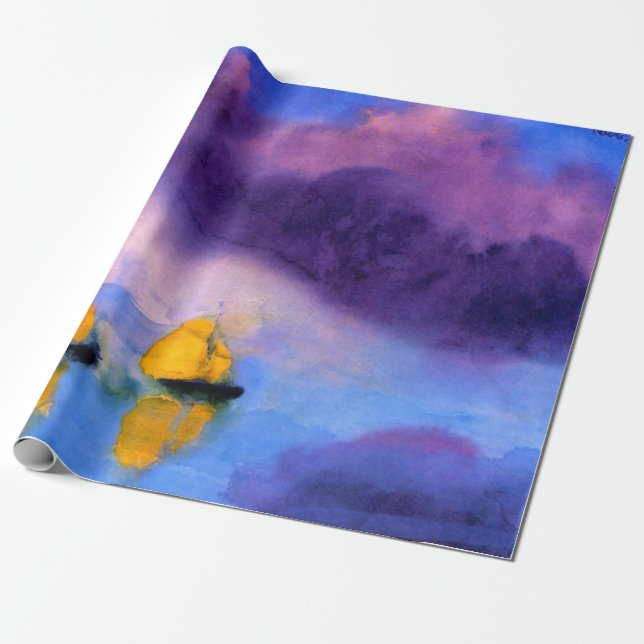 Papel De Presente Emil Nolde - Mar com Nuvens Roxas e Barcos à Vela (Desenrolado)