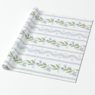 Papel De Presente Emma Stripe Cornflower Blue e Green
