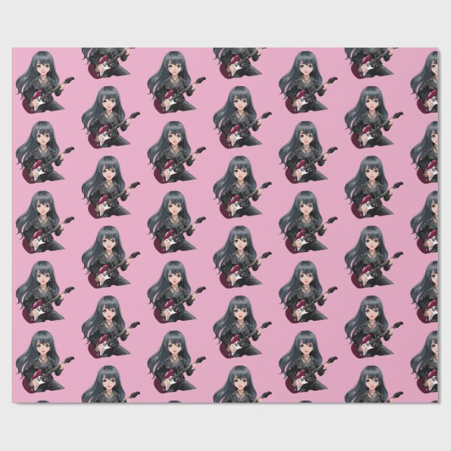 Papel De Presente Emo girl with long black hair (Aberto)