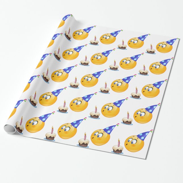 Papel De Presente emoji de aniversário (Desenrolado)