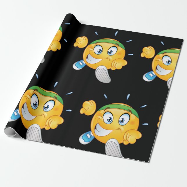 Papel De Presente Emoji de corrida feliz desenho animado corredor (Desenrolado)
