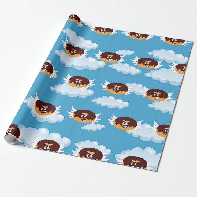 Papel De Presente Emoji de Humor de Comida de Donut de Chocolate (Desenrolado)