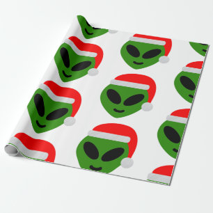 Papel De Presente emoji verde da alienígena do papai noel