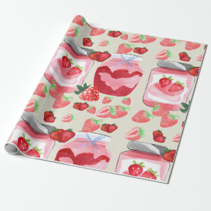 Papel De Presente Emperramento Único de Morango Vermelho com Cores d