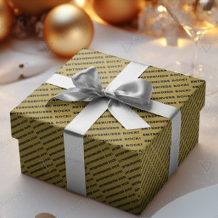 Papel De Presente Empreendedores atacam Dourado minimalista negro