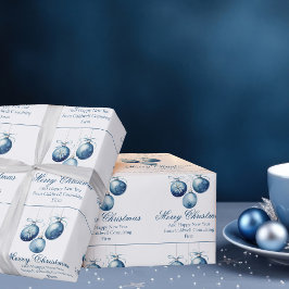 Papel De Presente Empresa de Enfeites de Natal Azul Elegante