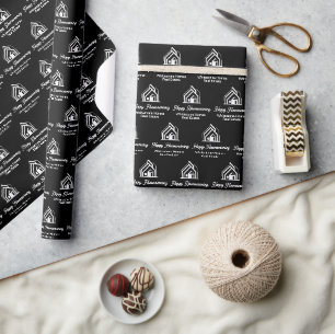 Papel De Presente Empresa de Imóveis Preta Corretor Personalizado
