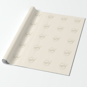 Papel De Presente Empresa Mínima de Monograma Negro Elegante de Cer