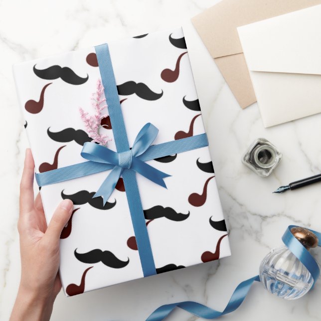 Papel De Presente Encaixe de bigode de Dia de os pais divertido e de (Presentear)