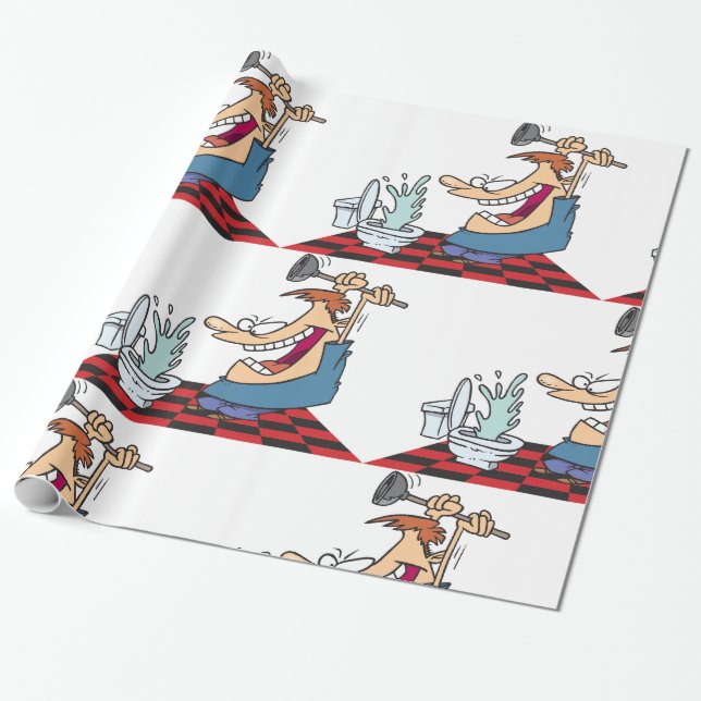 Papel De Presente Encanador Engraçado Desbloqueando Um Banheiro (Desenrolado)