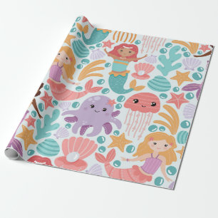 Papel De Presente Encantando Mundo Subaquático