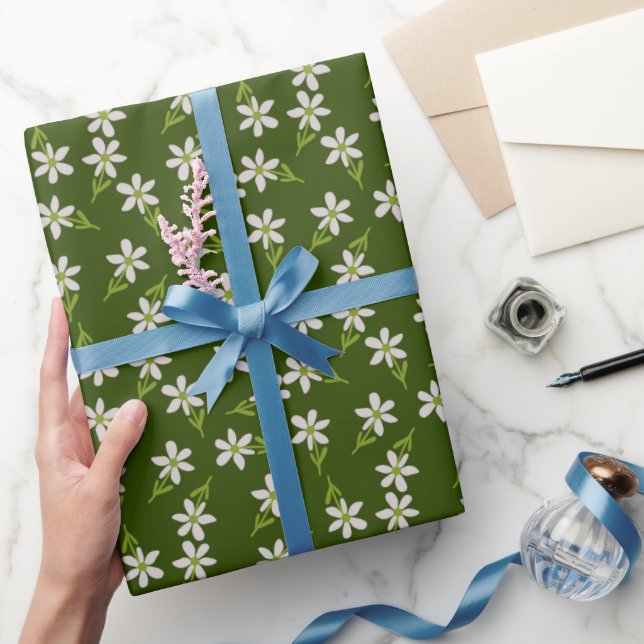 Papel De Presente Encanto de Margarida Selvagem (Presentear)