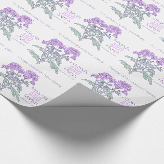 Papel De Presente Encapsulamento de data com nome roxo de crisântemo (Ponta)