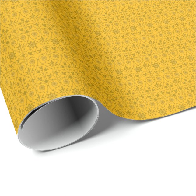 Papel De Presente Encapsulamento Dourado e Dourado de padrões de arq (Ponta do rolo)
