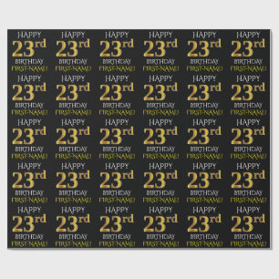 Papel De Presente Enegreça, ANIVERSÁRIO FELIZ Dourado do falso "2