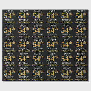Papel De Presente Enegreça, ANIVERSÁRIO FELIZ Dourado do falso "54