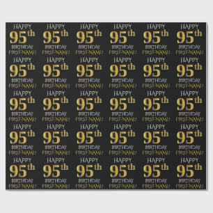 Papel De Presente Enegreça, ANIVERSÁRIO FELIZ Dourado do falso "95