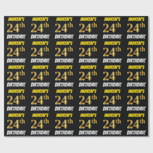 Papel De Presente Enegreça, falso/ouro de imitação, "24o ANIVERS