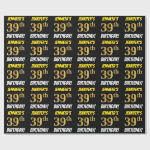 Papel De Presente Enegreça, falso/ouro de imitação, "39th