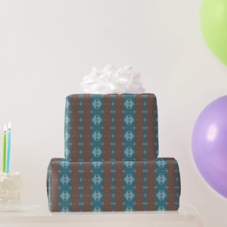 Papel De Presente Enfeite Africano Marrom Chocolate e Turquesa