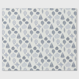 Papel De Presente Enfeite Azul e Branco Vintage